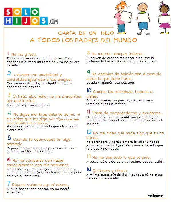 carta de un hijo a todos los padres del mundo reflexiones
