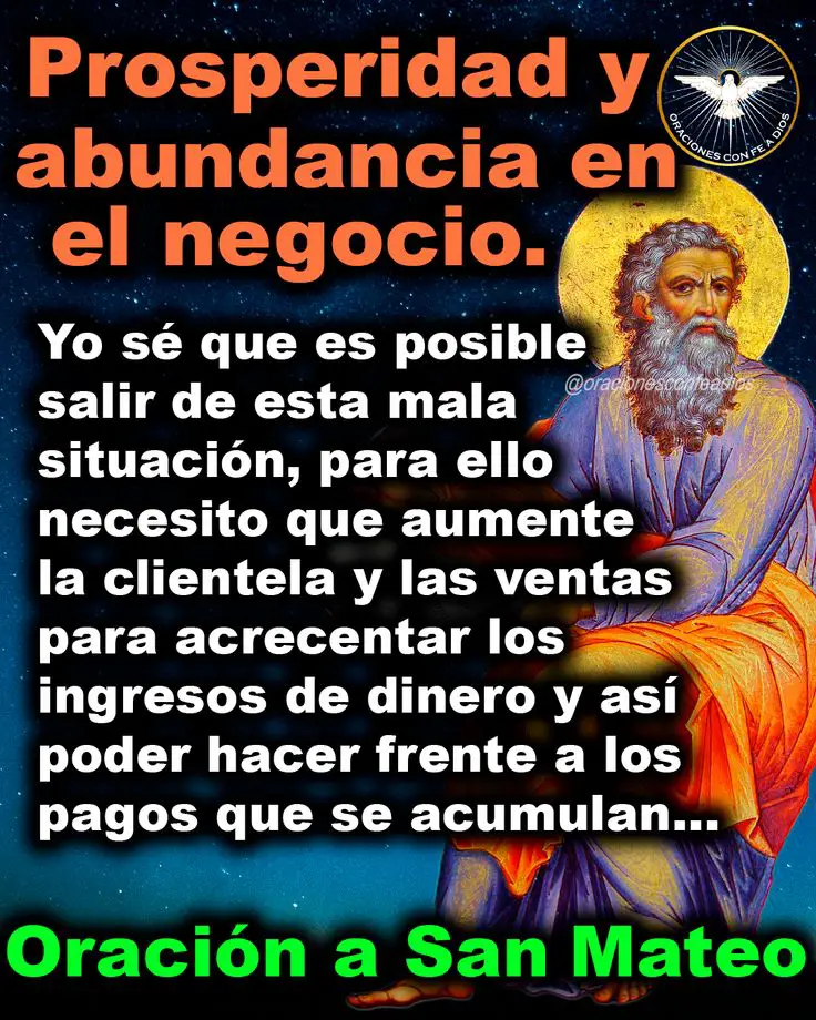 oracion a san mateo por la prosperidad en tu negocio
