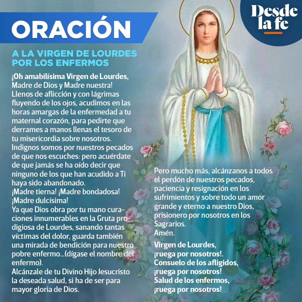 oracion para la salud de los enfermos a la virgen de lourdes