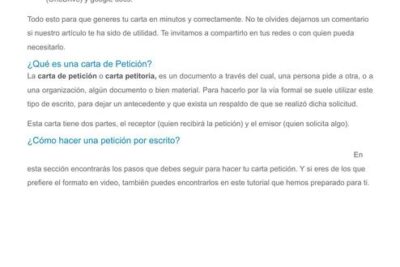 peticiones generales como redactarlas y ejemplos utiles