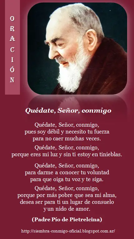 quedate senor conmigo plegaria del padre pio
