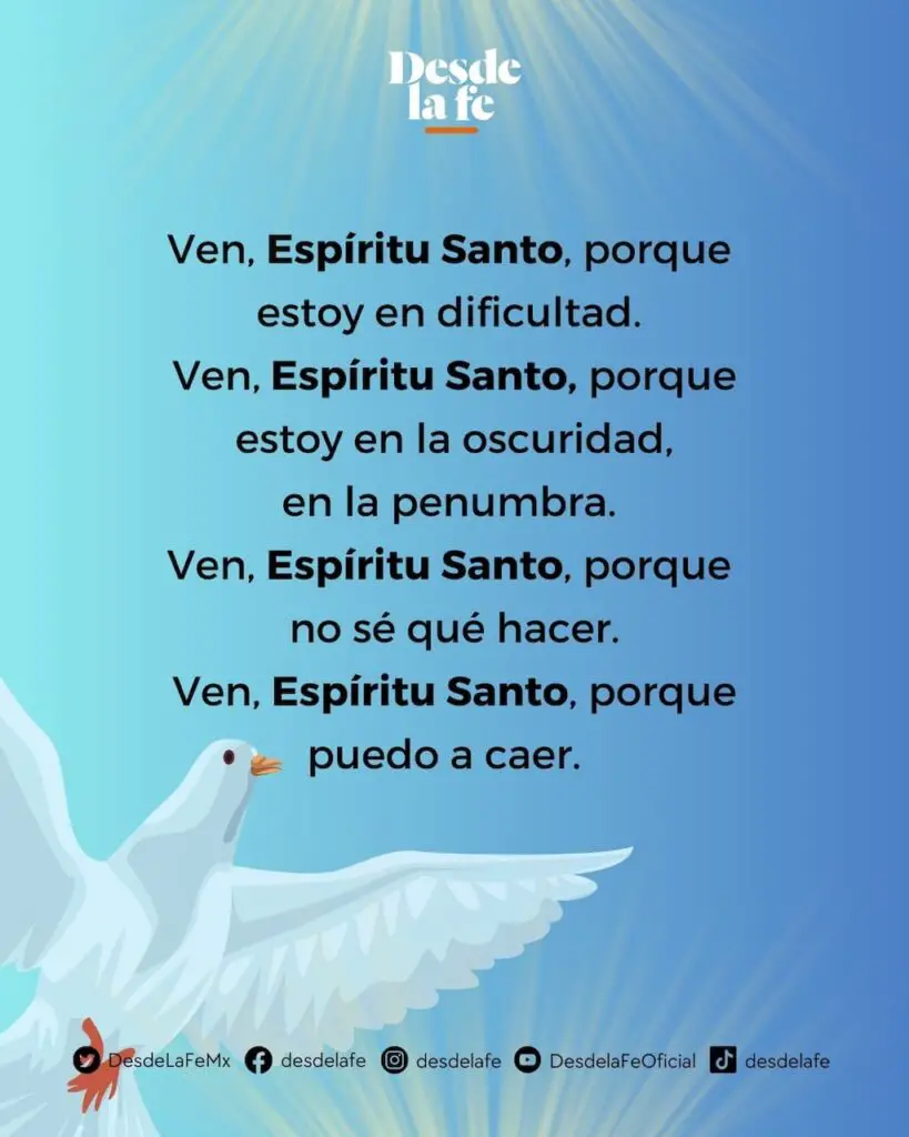 como pedirle al espiritu santo que santifique tu vida y transforme tu ser